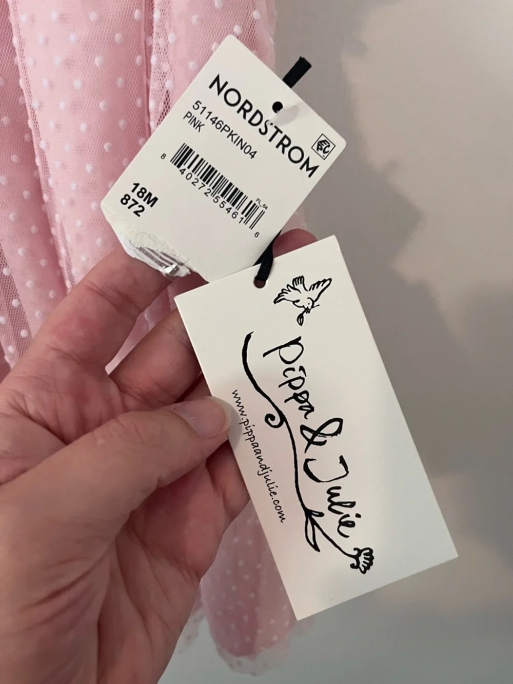 NWT Pippa & Julie Mesh Dot Float Dress Pink 18M